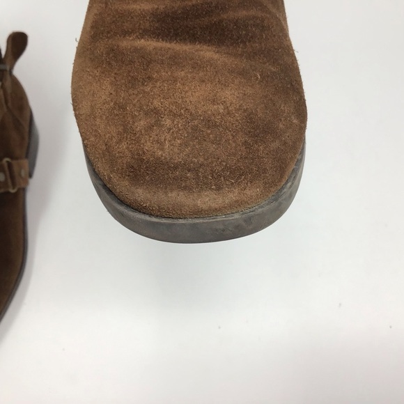 Nine West Brown Suede Blogger Harness Mid Calf High Boots - Picture 12 of 13